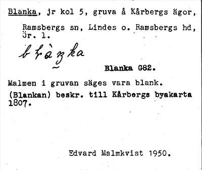 Bild på arkivkortet för arkivposten Blanka