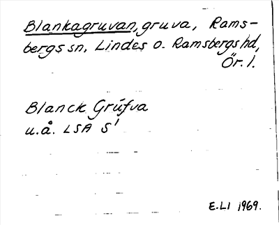 Bild på arkivkortet för arkivposten Blankagruvan