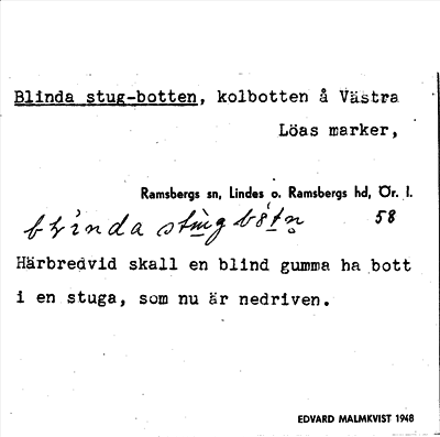 Bild på arkivkortet för arkivposten Blinda stug-botten