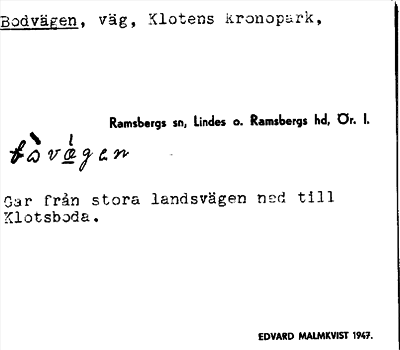 Bild på arkivkortet för arkivposten Bodvägen