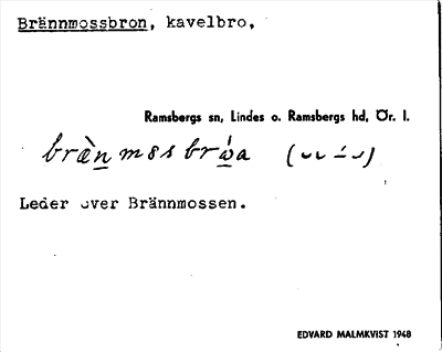 Bild på arkivkortet för arkivposten Brännmossbron