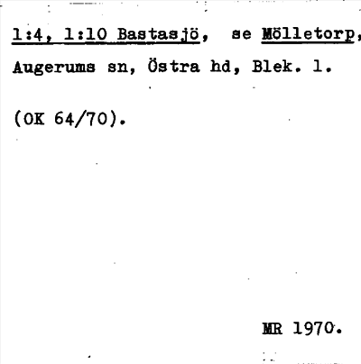 Bild på arkivkortet för arkivposten Bastasjö