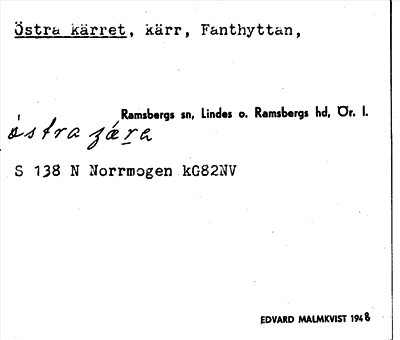 Bild på arkivkortet för arkivposten Östra kärret