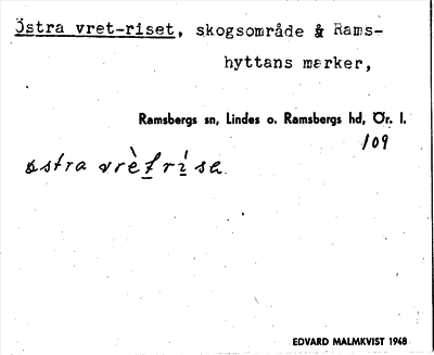Bild på arkivkortet för arkivposten Östra vret-riset