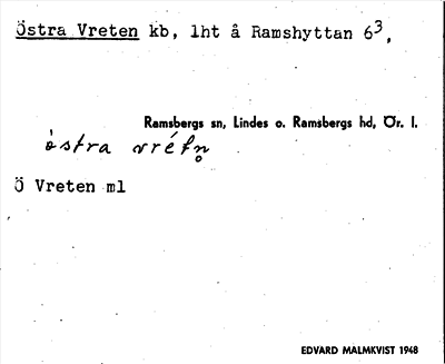 Bild på arkivkortet för arkivposten Östra Vreten