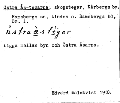 Bild på arkivkortet för arkivposten Östra Ås-tegarna