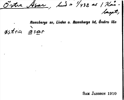 Bild på arkivkortet för arkivposten Östra Åsar