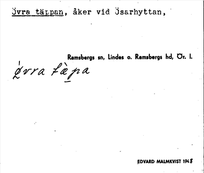 Bild på arkivkortet för arkivposten Övra täppan