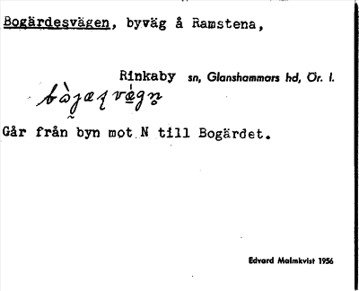 Bild på arkivkortet för arkivposten Bogärdesvägen