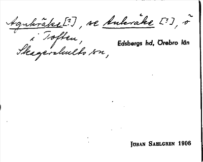 Bild på arkivkortet för arkivposten Agnkräke(?), se Ankräke(?)