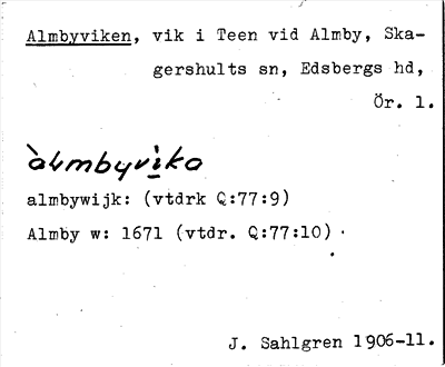 Bild på arkivkortet för arkivposten Almbyviken