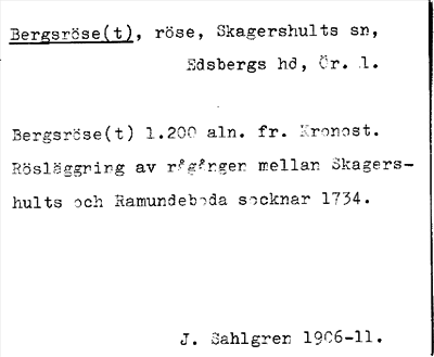 Bild på arkivkortet för arkivposten Bergsröse(t)