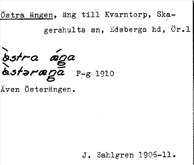 Bild på arkivkortet för arkivposten Östra ängen
