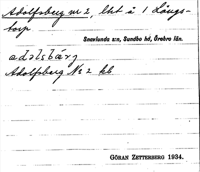 Bild på arkivkortet för arkivposten Adolfberg