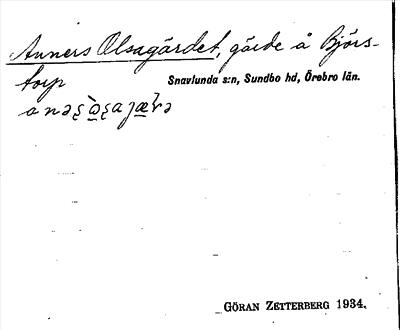 Bild på arkivkortet för arkivposten Anners Olsagärdet