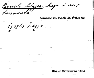 Bild på arkivkortet för arkivposten Översta häggen