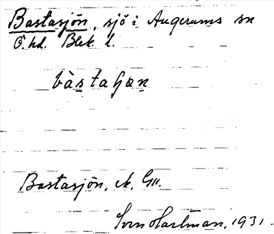 Bild på arkivkortet för arkivposten Bastasjön