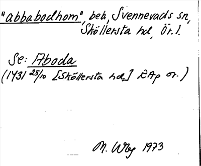 Bild på arkivkortet för arkivposten »abbabodhom», se Aboda