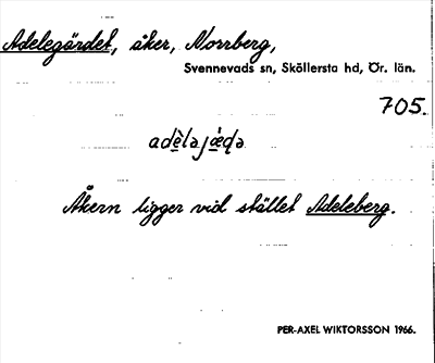 Bild på arkivkortet för arkivposten Adelegärdet