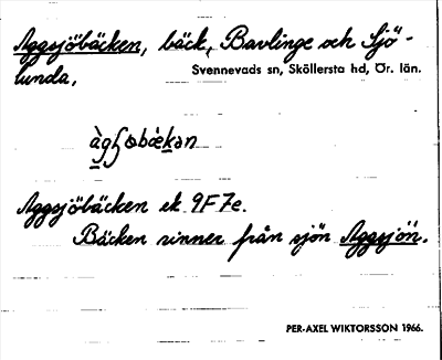 Bild på arkivkortet för arkivposten Aggsjöbäcken