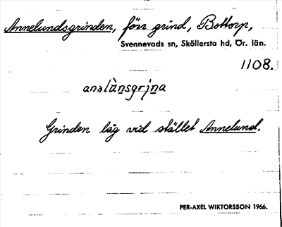 Bild på arkivkortet för arkivposten Annelundsgrinden
