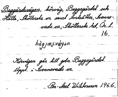 Bild på arkivkortet för arkivposten Baggårdsvägen