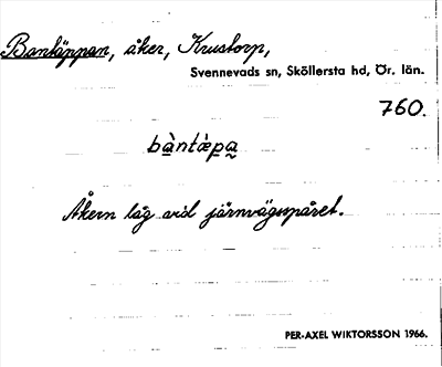 Bild på arkivkortet för arkivposten Bantäppan