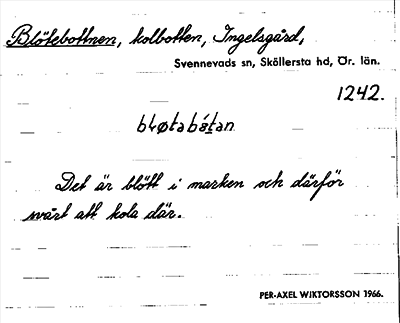 Bild på arkivkortet för arkivposten Blötebottnen