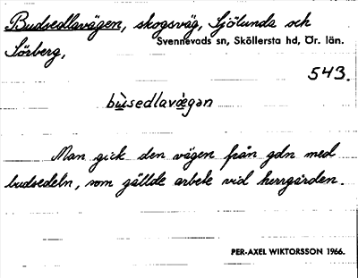Bild på arkivkortet för arkivposten Budsedlavägen