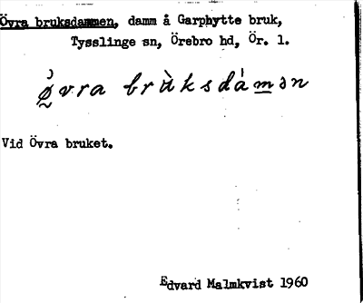 Bild på arkivkortet för arkivposten Övra bruksdammen