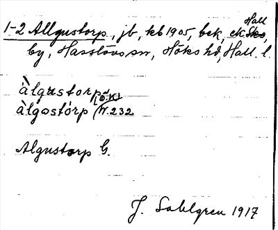 Bild på arkivkortet för arkivposten Allgustorp