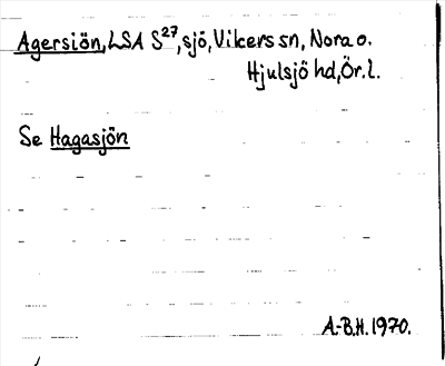 Bild på arkivkortet för arkivposten Agersiön, se Hagasjön