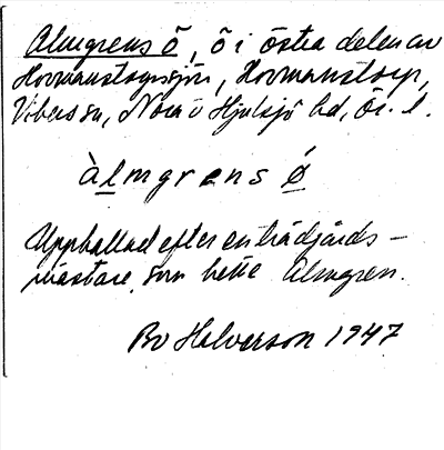 Bild på arkivkortet för arkivposten Almgrens ö