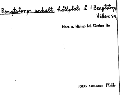 Bild på arkivkortet för arkivposten Bengtstorps anhalt