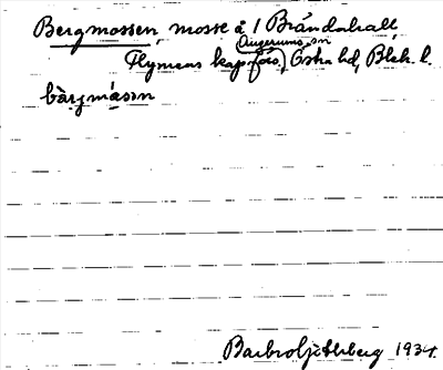 Bild på arkivkortet för arkivposten Bergmossen
