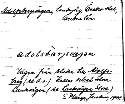 Bild på arkivkortet för arkivposten Adolfsbergsvägen