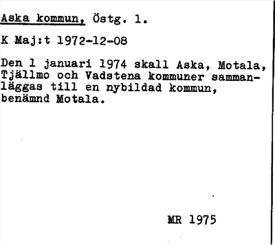 Bild på arkivkortet för arkivposten Aska kommun