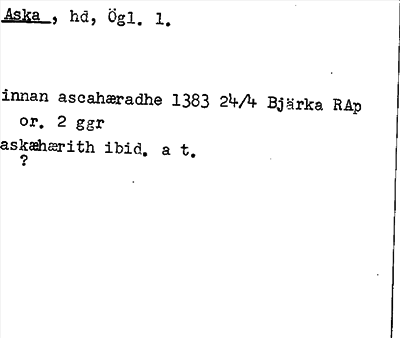 Bild på arkivkortet för arkivposten Aska