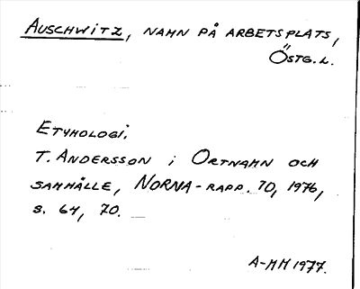 Bild på arkivkortet för arkivposten Auschwitz