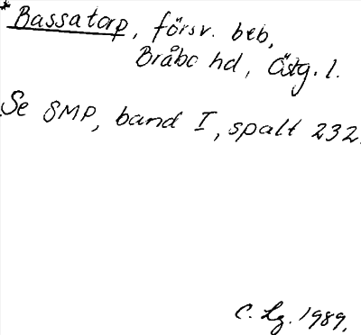 Bild på arkivkortet för arkivposten *Bassatorp