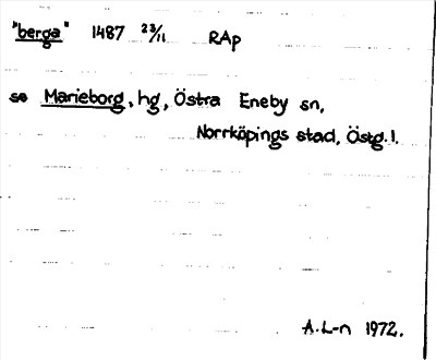Bild på arkivkortet för arkivposten »berga», se Marieborg