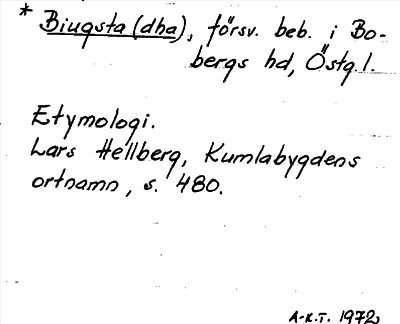 Bild på arkivkortet för arkivposten *Biugsta(dha)