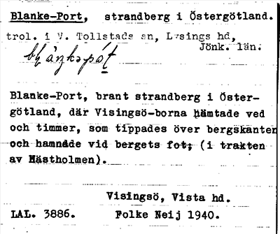 Bild på arkivkortet för arkivposten Blanke-Port