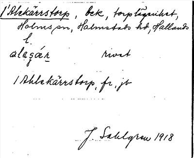 Bild på arkivkortet för arkivposten Alekärrstorp