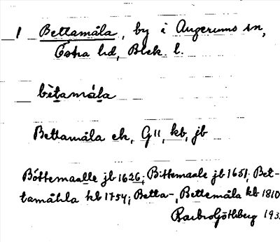 Bild på arkivkortet för arkivposten Bettamåla