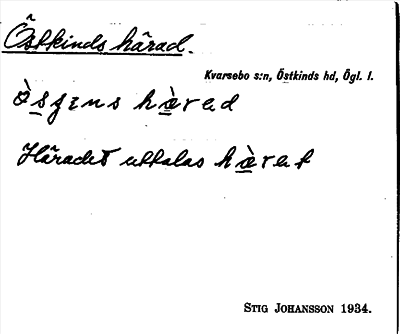 Bild på arkivkortet för arkivposten Östkinds härad