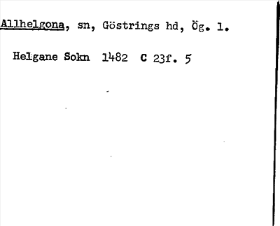 Bild på arkivkortet för arkivposten Allhelgona