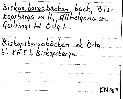 Bild på arkivkortet för arkivposten Biskopsbergabäcken