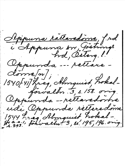Bild på arkivkortet för arkivposten Appuna rättaredöme