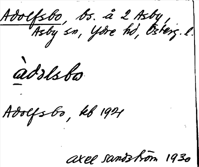 Bild på arkivkortet för arkivposten Adolfsbo